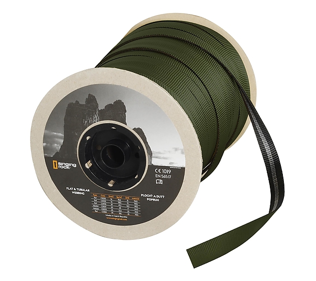 C0100K120 / PLOCHÝ POPRUH 25 mm khaki / černý